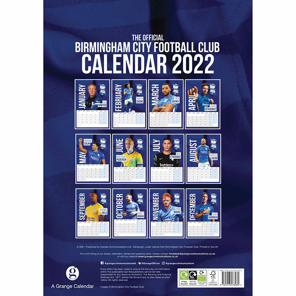 Birmingham City FC Calendar 2022 – TKO Sports