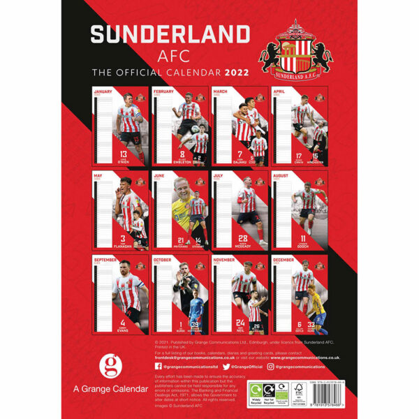 Sunderland AFC Calendar 2022 TKO Sports