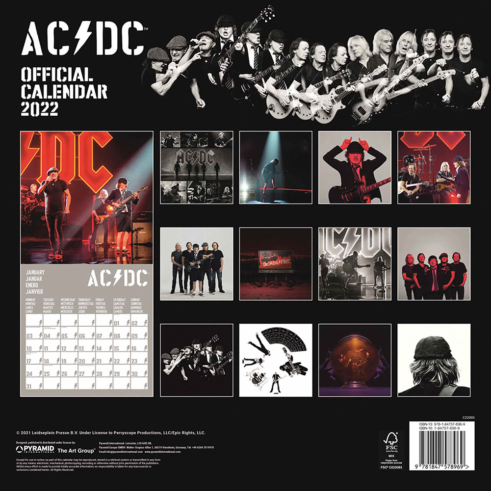 AC/DC Calendar 2022 TKO Sports